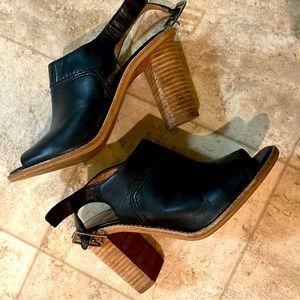 Madewell E9346 high heel black leather Marie sandal